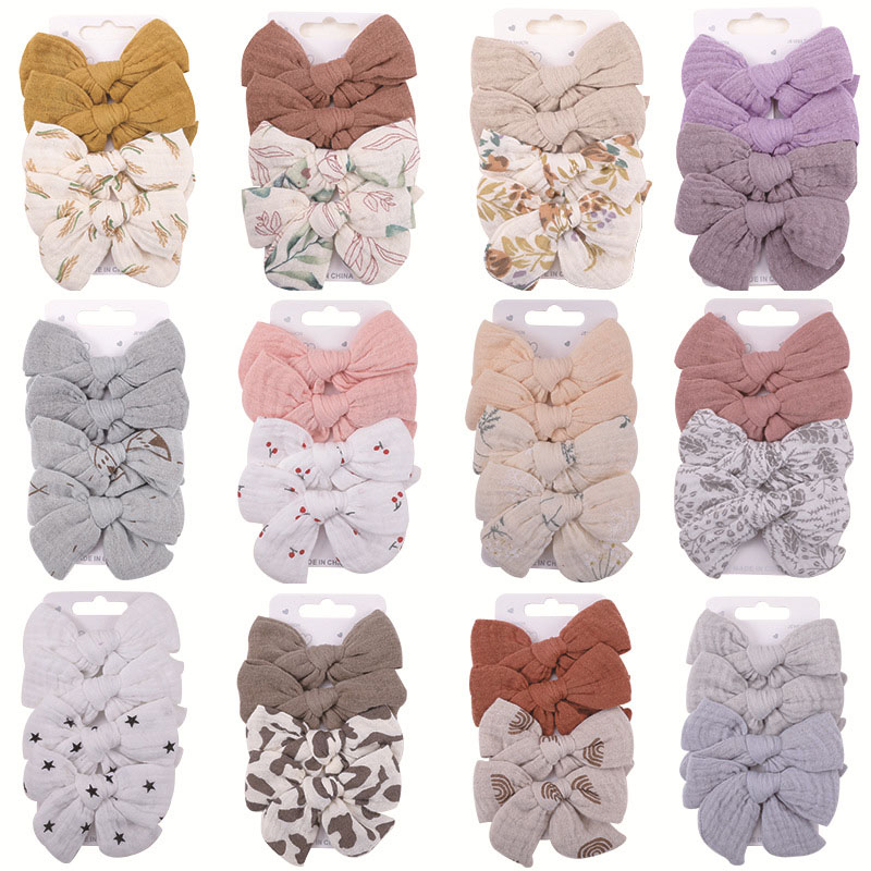 Baby Cotton Bow Tie Hair Clips Set Of 4 Supplier