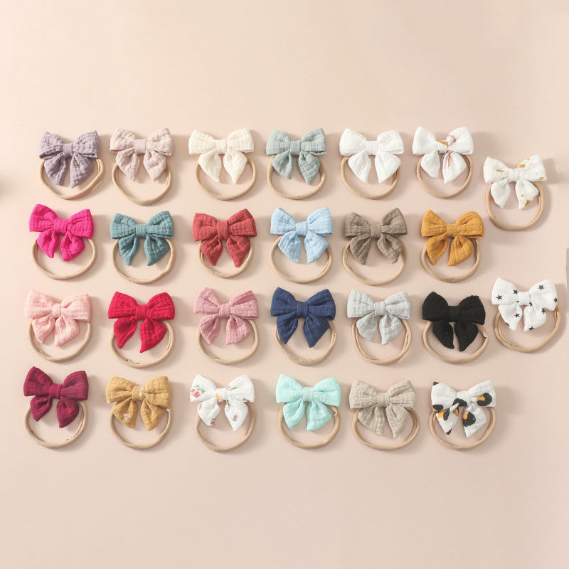 Cotton Fabric Soft Nylon Bow Baby Hairband Supplier