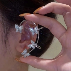 Korean Version Butterfly With Diamonds Hole-free Earrings Vendors