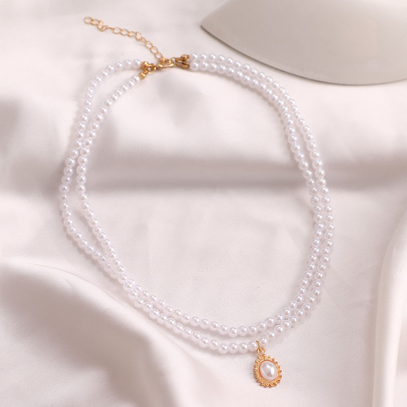 Vintage Baroque Double Layer Pearl Minimalist Choker Necklace Vendors