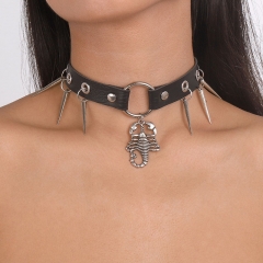 Punk Rock Goth Leather Hip Hop Snake Studded Choker Necklace Manufacturer