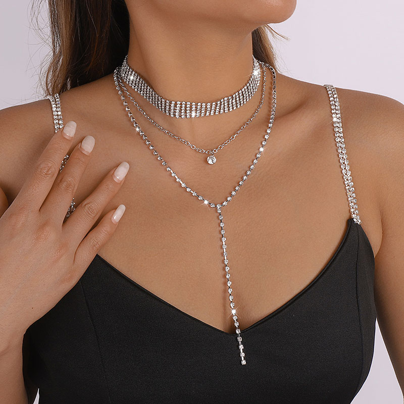 Long Fashion Full Of Diamonds Claw Chain Multi-layered Choker Necklace Back Chain Manufacturer