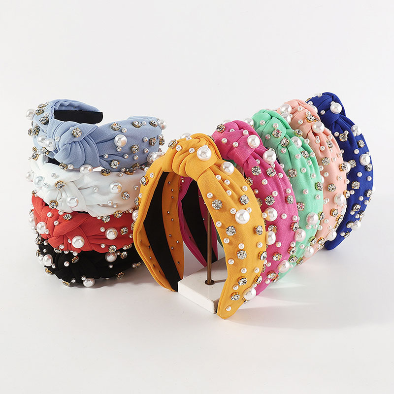 Colorful Baroque Light Luxury Pearl Rhinestone Geometric Fabric Hair Band Manufacturer