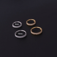 1.2mm Coil Fashion Stainless Steel Wave Bead Zirconia Seamless Nose Hoop Earrings Manufacturers