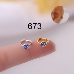 Painted Oil Smiley Face Fashion Korean Version Simple Cute Single Ear Bone Piercing Earrings Manufacturers