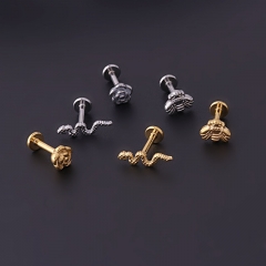 16gx6mm Stainless Steel Floral Insect Snake Inner Thread Ear Bone Studs Lip Studs Manufacturers