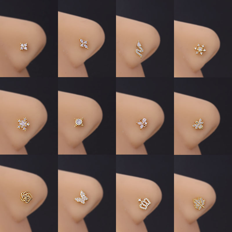 20g Titanium Screw Rod Micro Zirconia Butterfly Crown Fashion Nose Stud Manufacturers