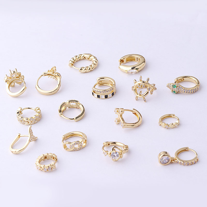 Gold Plated Fashion Geometric Brass With Zirconia Irregular Single Earring Clasp Manufacturers