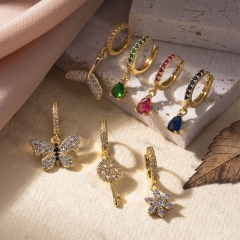 Butterfly Floral Fishtail Key Pendant Zirconia Fashion Irregular Wear Single Earrings Distributors