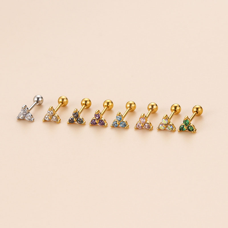 Fine Bar Solid Stainless Steel With Multi-coloured Zirconia Fashion Studs Distributors