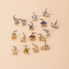 Flower Butterfly Star Moon Coloured Zirconia L Bar Fashion Nose Stud Distributors