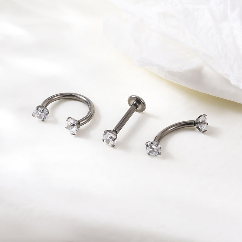 G23/f136 Titanium Fashion 3mm Zirconia Threaded Rod Lip Stud Eyebrow Stud Distributors