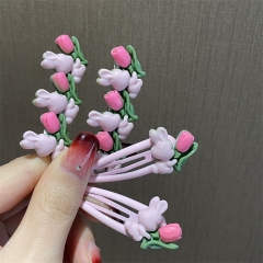 Wholesale Pink Tulip Cute Rabbit Bb Clip Cartoon Side Clip