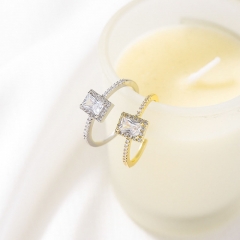 Wholesale Real Gold Plated Light Luxury Zirconia Square Diamond Delicate Finger Ring
