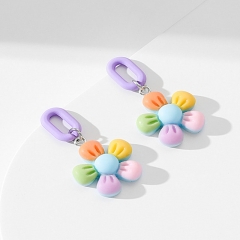 Colorful Flowers Sweet Acrylic 3d Cute Earrings Supplier
