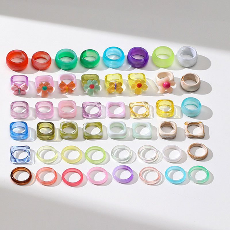 Candy Color Korean Cute Butterfly Resin Ring Supplier