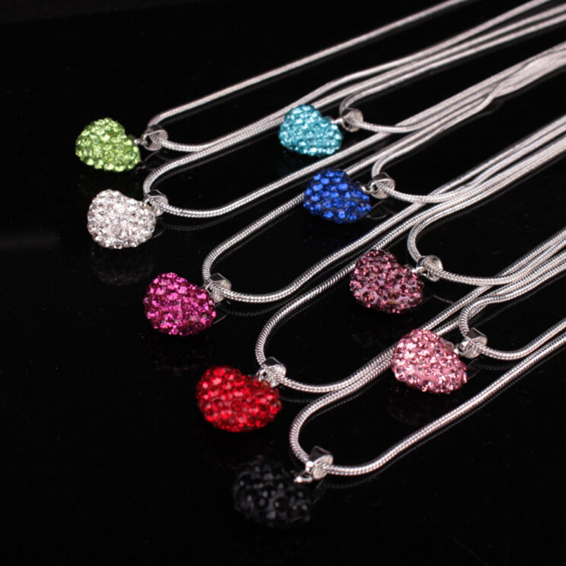 Colorful Diamond Ball Korean Version Of The Korean Full Diamond Heart Pendant Crystal Shambhala Necklace Supplier