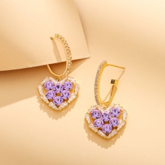 Trendy Zirconia Purple Fashion Peach Heart Earrings Supplier