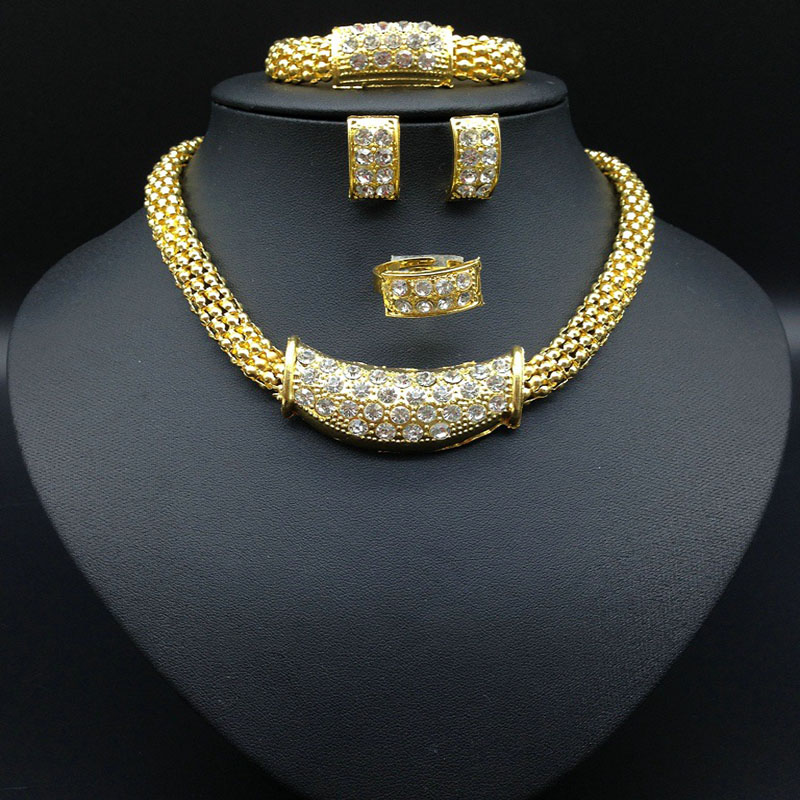 Fashion Necklace Earrings Bracelet Ring Four-piece Set Vendors