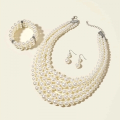 Imitation Pearl Bridal Necklace 3-piece Set Vendors