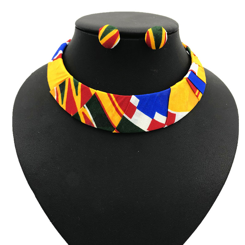 African Cloth Woven Necklace Set Vendors