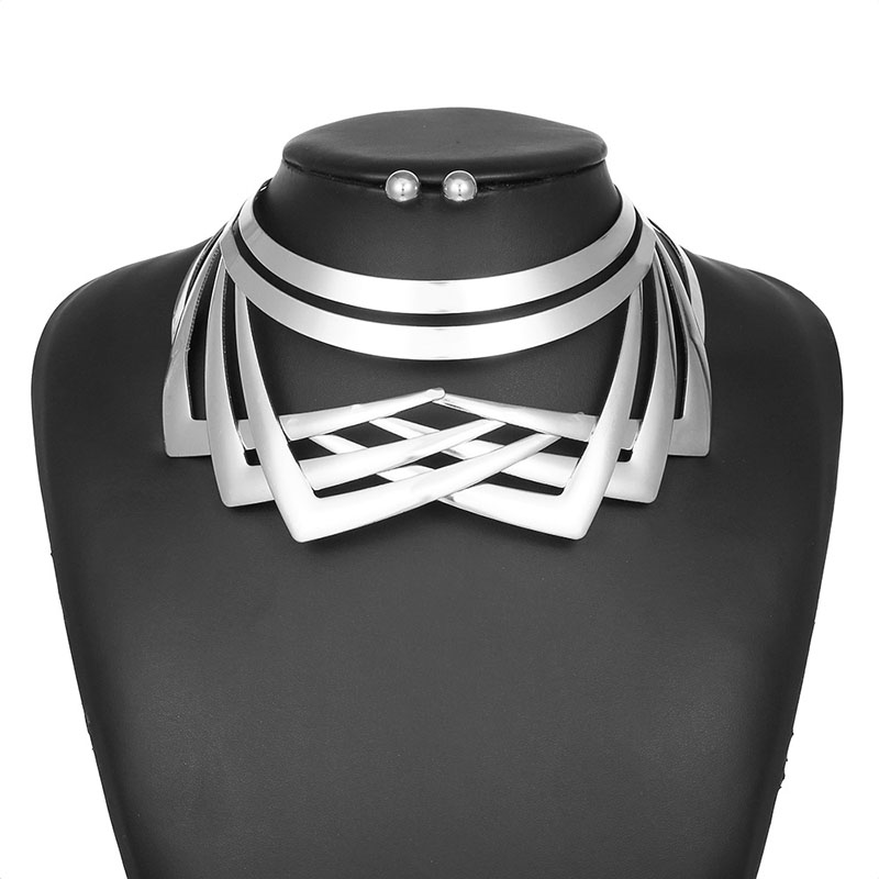 African Irregular Geometric Multilayer Necklace Earrings Set Vendors