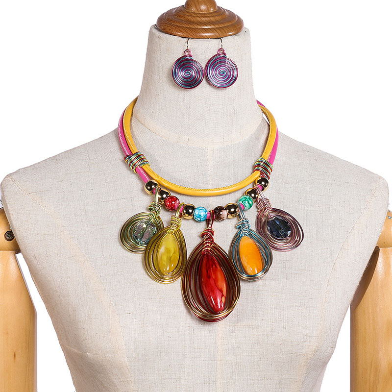 Exaggerated Resin Tassel Handmade Necklace Set Vendors
