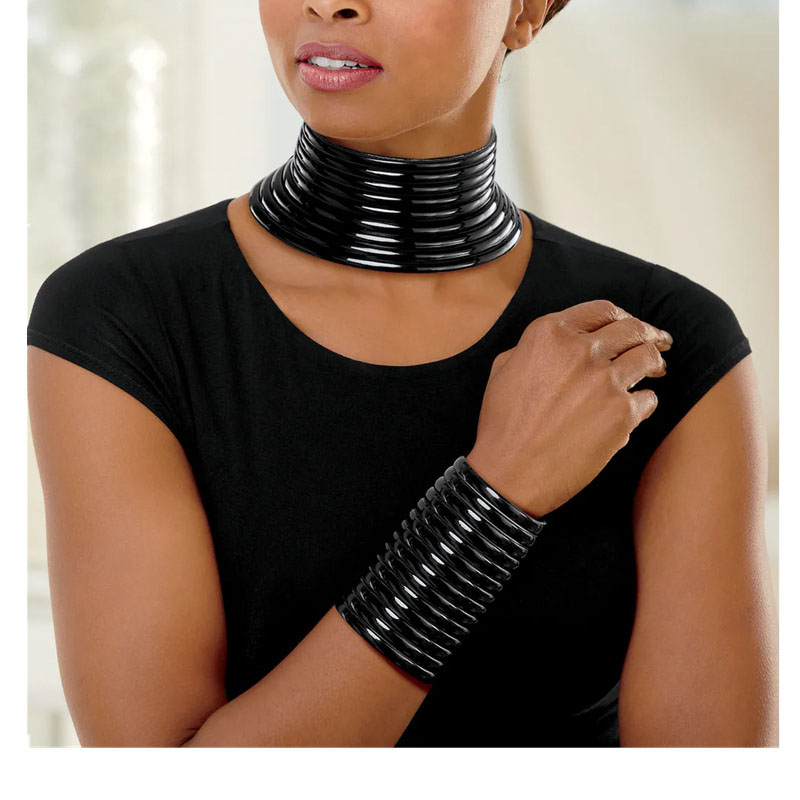 African Collar Exaggerated Necklace Double Hand Ring Set Vendors