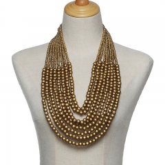 Ethnic Multi-layered Wood Bead Sweater Chain Tassel Long Necklace Vendors