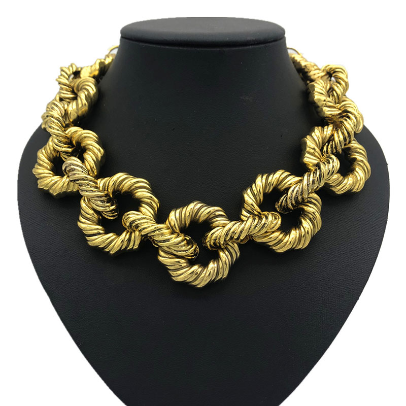 Exaggerated Metal Twist Braid Chain Necklace Vendors