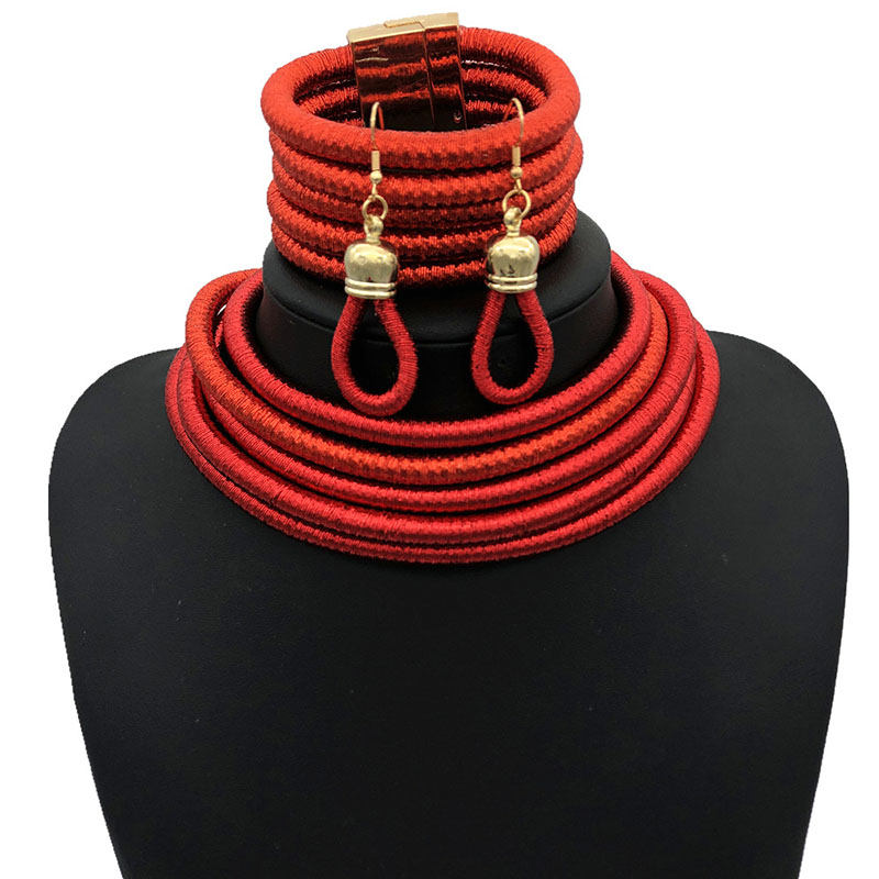 Exaggerated Multi-layer Braided Necklace Set Of Three Vendors