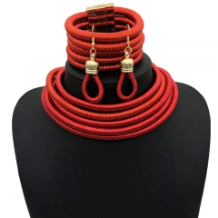 Exaggerated Multi-layer Braided Necklace Set Of Three Vendors