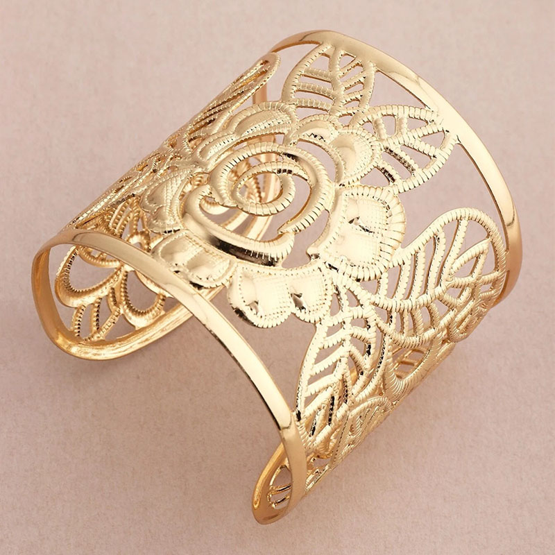 Hollow Rose Flower Alloy Open Bracelet Vendors