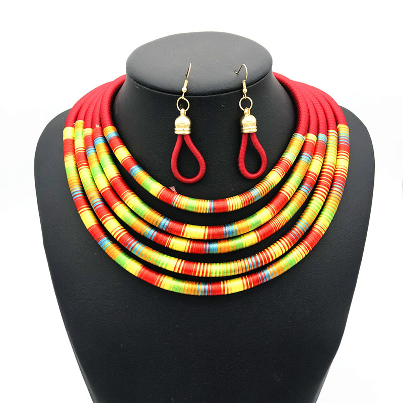 Multi-layer African Braided Magnetic Clasp Exaggerated Necklace Vendors
