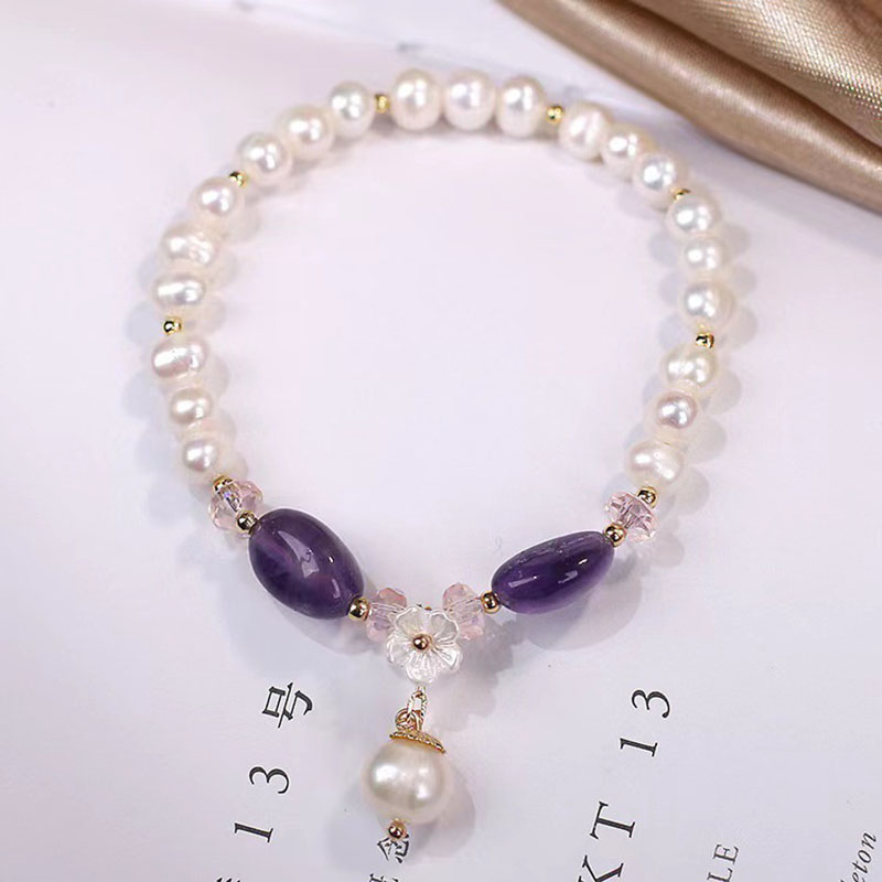 Wholesale Shaped Strawberry Crystal Natural Freshwater Pearl Crystal Korean Version Of Simple Bracelet