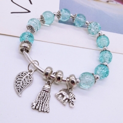Wholesale Ethnic Colorful Crystal Pendant Silver Colorful Beaded Bracelet
