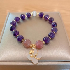 Wholesale Natural Purple Crystal Light Luxury Vintage Bracelet