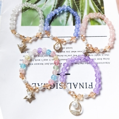 Wholesale Korean Crystal Pearl And Diamond Pendant Glass Bracelet