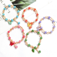 Wholesale Butterfly Leaves Imitation Jade Cracked Crystal Bracelet