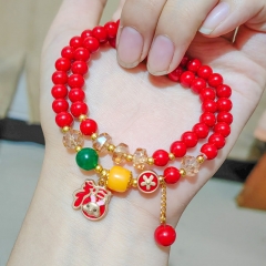 Wholesale Chinese Zodiac Double Layer Red Beads Crystal Bracelet
