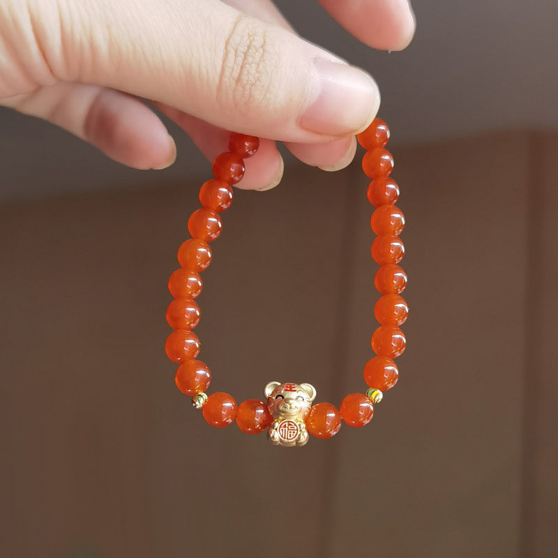 Wholesale Red Agate Sand Gold Zodiac Crystal Bracelet