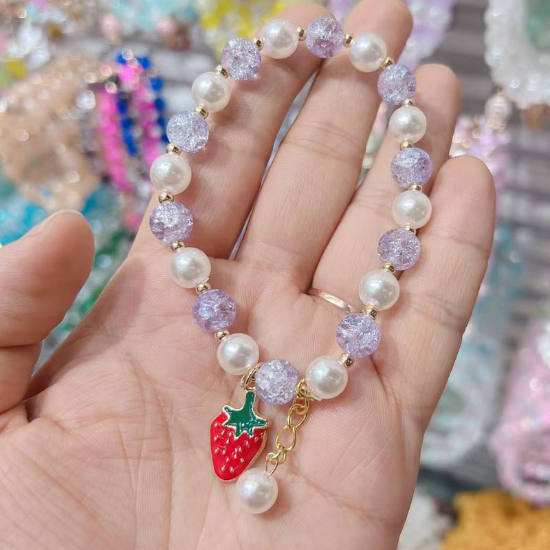 Wholesale Sun Flower Daisy Crystal Imitation Round Pearl Bracelet