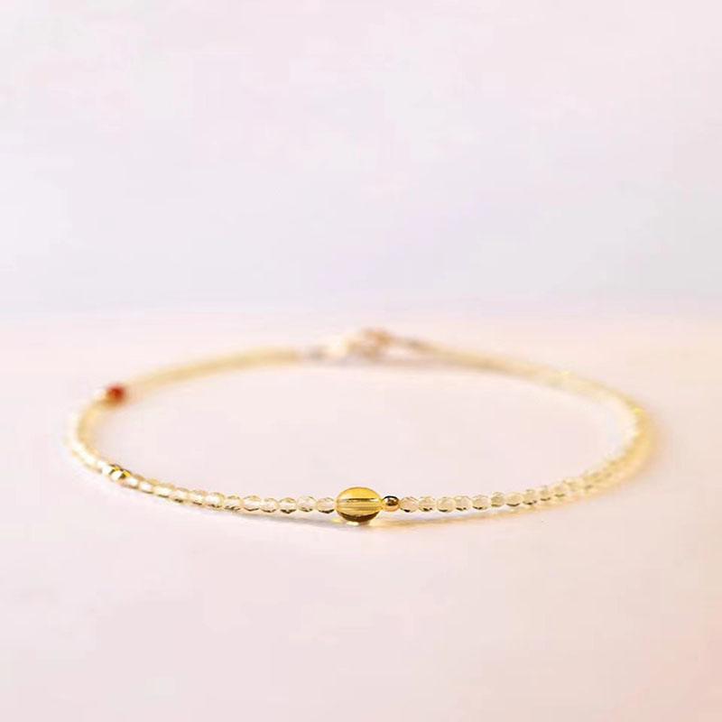 Wholesale Very Fine 2mm Citrine 14k Transit Bead Bracelet