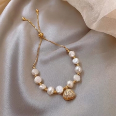 Wholesale Cat's Eye Stone String Korean Fashion Shell Natural Pearl Bracelet