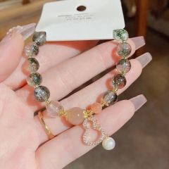 Wholesale Green Ghost Sunstone Micro-set Gourd Light Luxury Bracelet