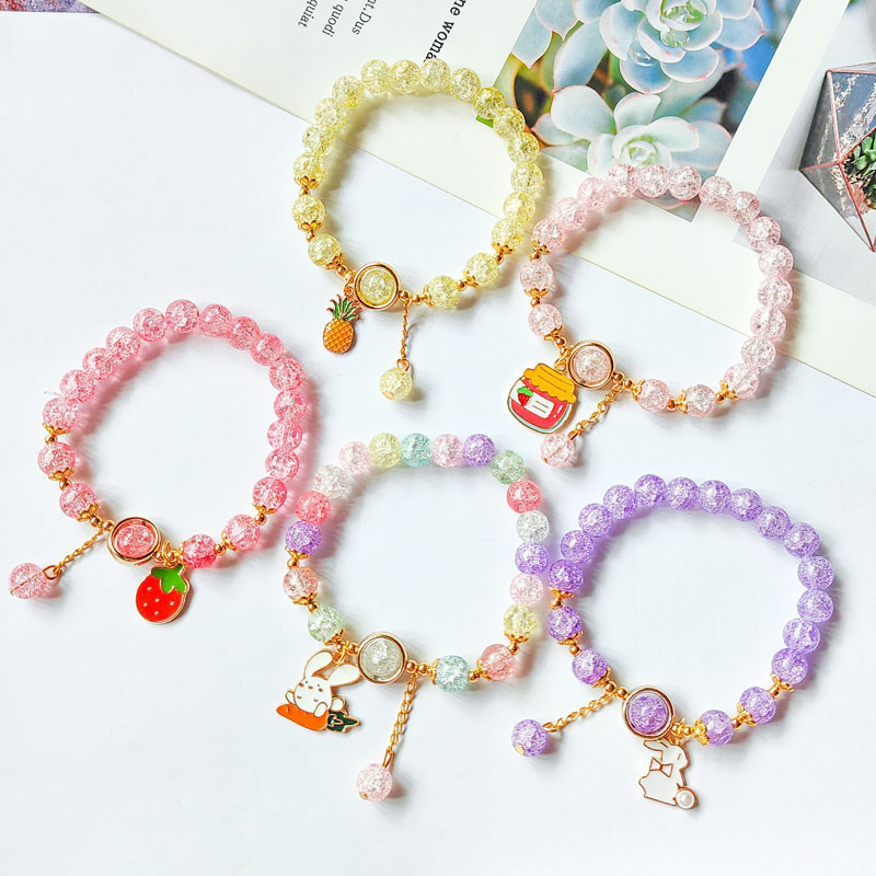 Wholesale Cartoon Crystal Strawberry Crystal Colorful Sweet Bracelet