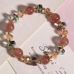 Wholesale Crystal Strawberry Crystal Pink Crystal Fashion Simple Bracelet