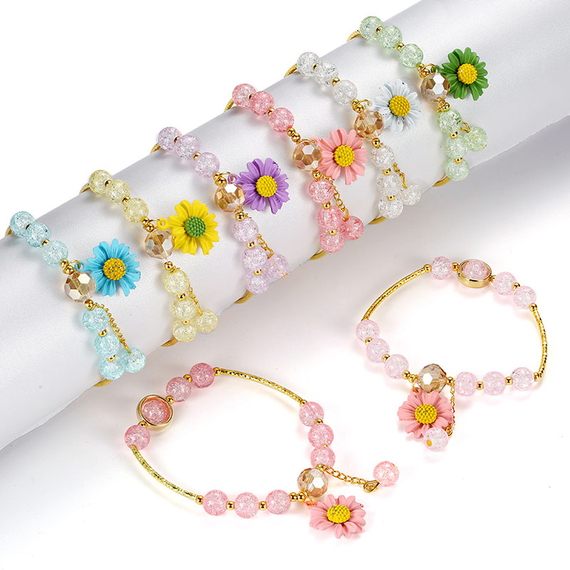 Wholesale Small Daisy Burst Crystal Bracelet Cartoon Cute Glass String