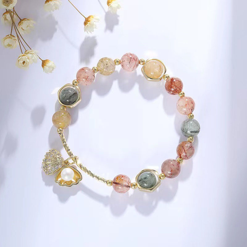 Wholesale Natural Colored Hair Crystal Bracelet Candy Simple Scallop String