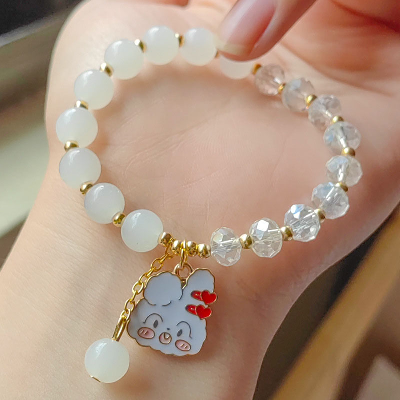 Wholesale Ab Crystal Imitation Jade Cartoon 8mm Bracelet